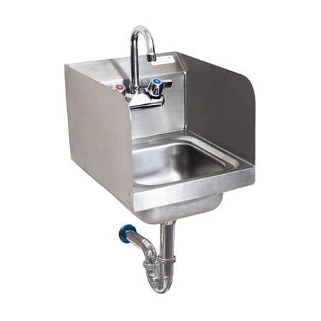Bk Resources Space Saver Hand Sink W/Side Splashes, Faucet, 2 Holes, 9"W x 9" BKHS-W-SS-SS-PT-G